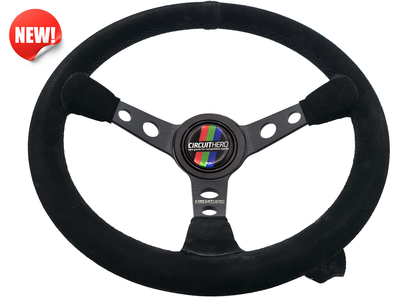 Circuit Hero 3-Spoke Suede Steering Wheel - 345mm, 70mm Dish