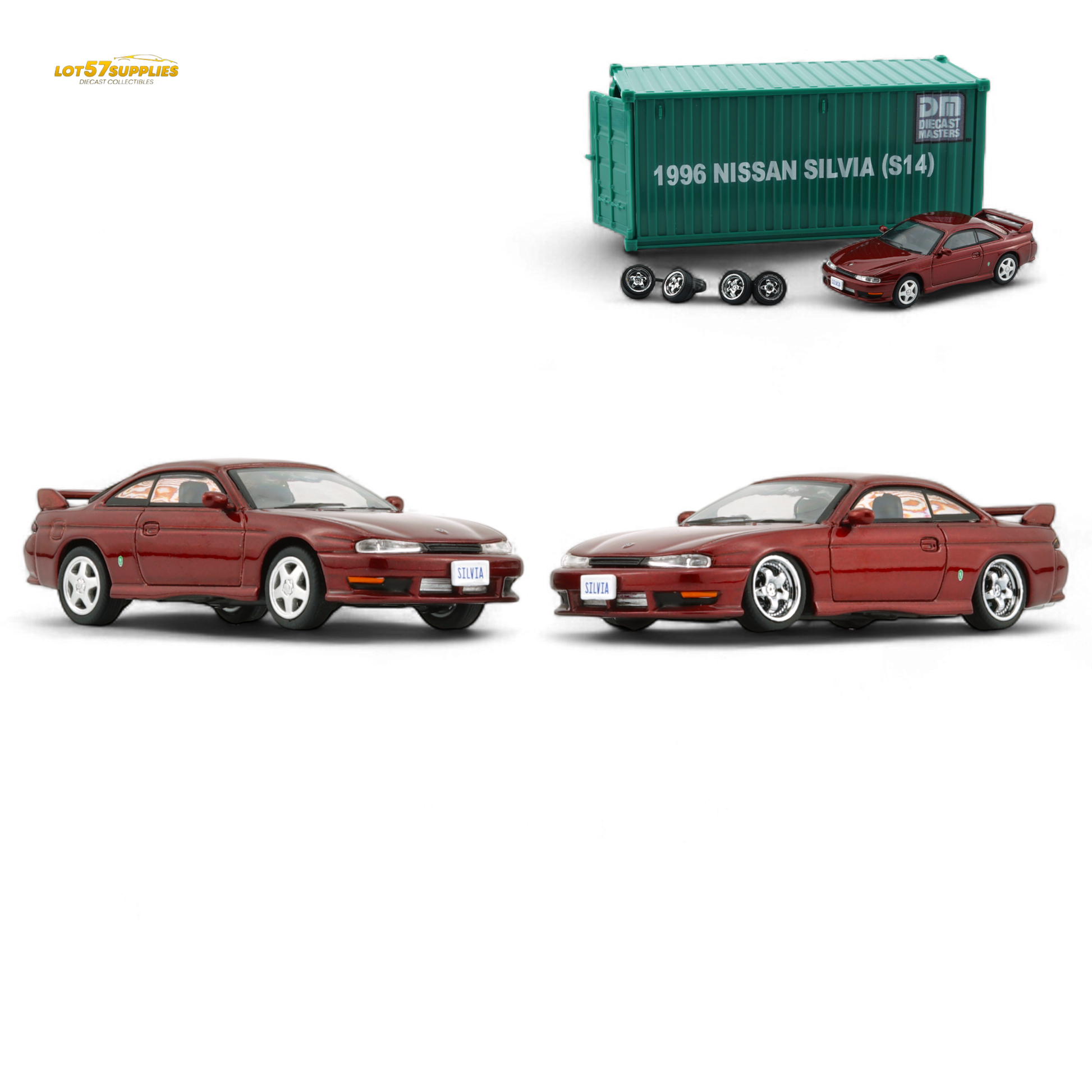 BM Creations Nissan Silvia S14 RED RHD 1:64 - Evergreen Kings