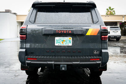 Heritage Retro TRD Style liftgate stripes vinyl decal for 2025+ Toyota 4Runner exterior, featuring bold retro design by StickerFab.
