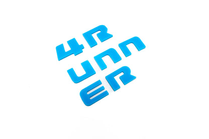 4RUNNER dash letters with template for 2025+ Toyota 4Runner interior, vinyl sticker kit by StickerFab on a vehicle dashboard.