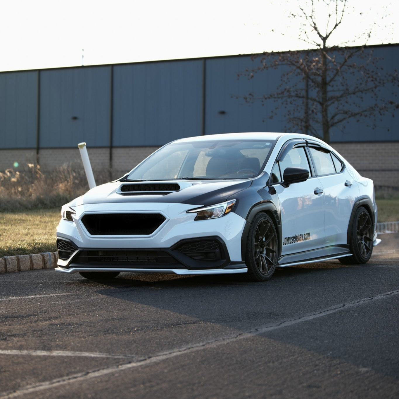 JDMuscle 22-25 WRX CS Style V1 front bumper grille in paint-matched and gloss black finish, showing the sleek automotive grille design.