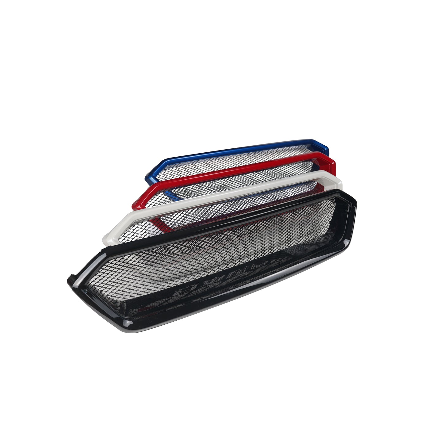 JDMuscle front bumper grille for 2018-2021 Subaru WRX/STI, CS Style V2 in paint-matched and gloss black finish, showing detailed design.
