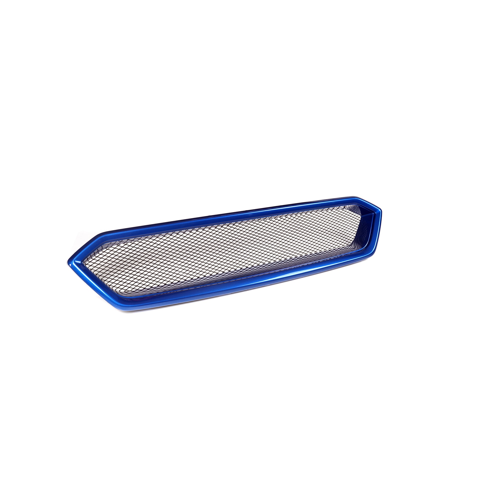 JDMuscle front bumper grille for 2018-2021 WRX/STI, CS Style V2, paint-matched and gloss black finish on a car.