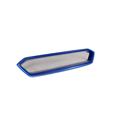 JDMuscle front bumper grille for 2018-2021 WRX/STI, CS Style V2, paint-matched and gloss black finish on a car.