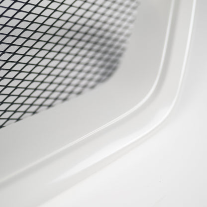 JDMuscle paint-matched and gloss black V2 front bumper grille for 2018-2021 WRX/STI, showing detailed grille design on a white background.
