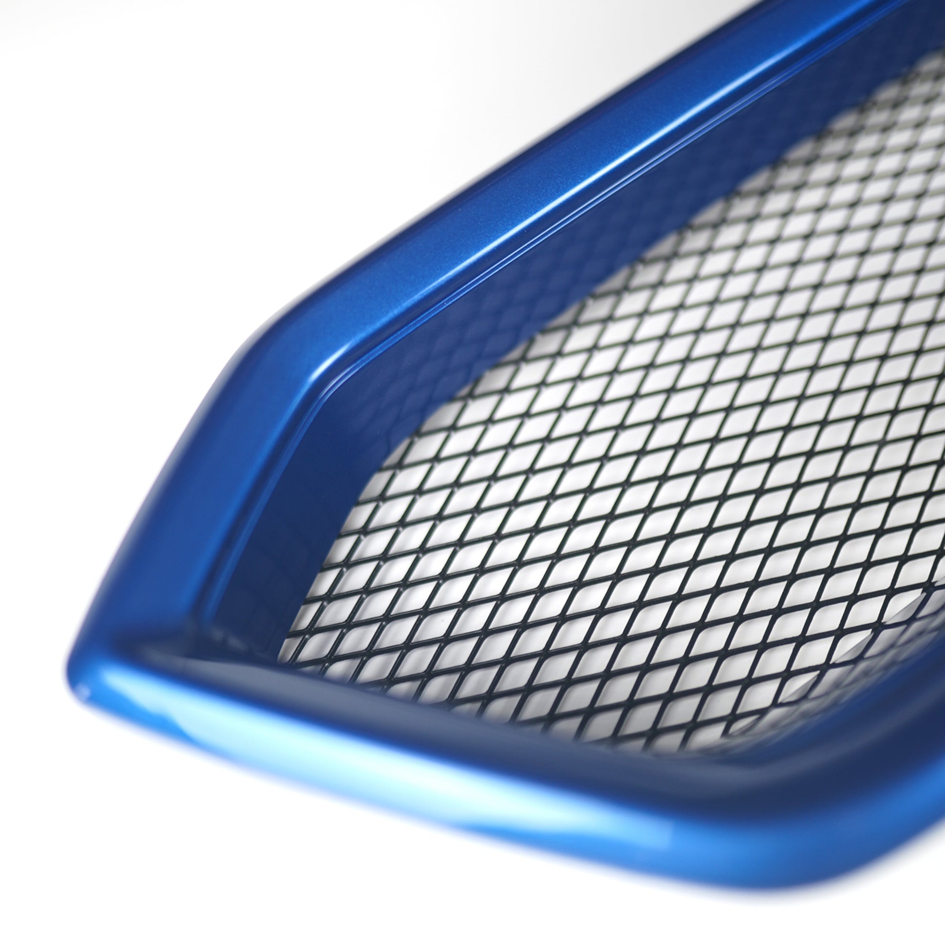 JDMuscle 18-21 WRX/STI CS Style V2 front bumper grille in paint-matched and gloss black finish on a car.