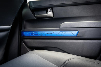 TRD Door Topographic Map Overlays for 2024+ Tacoma, vinyl interior car decal by StickerFab, showing detailed map design.