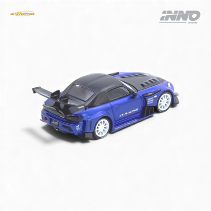 Pre-order Inno64 Honda S2000 J's Racing Blue diecast car, detailed 1:64 scale model showcasing vibrant blue finish and realistic features.