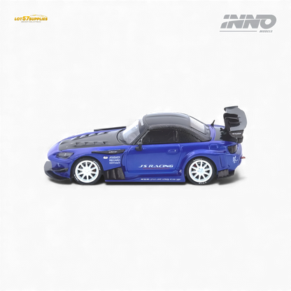 Pre-order INNO64 Honda S2000 J's Racing Blue diecast model, detailed 1:64 scale Honda car with realistic features.