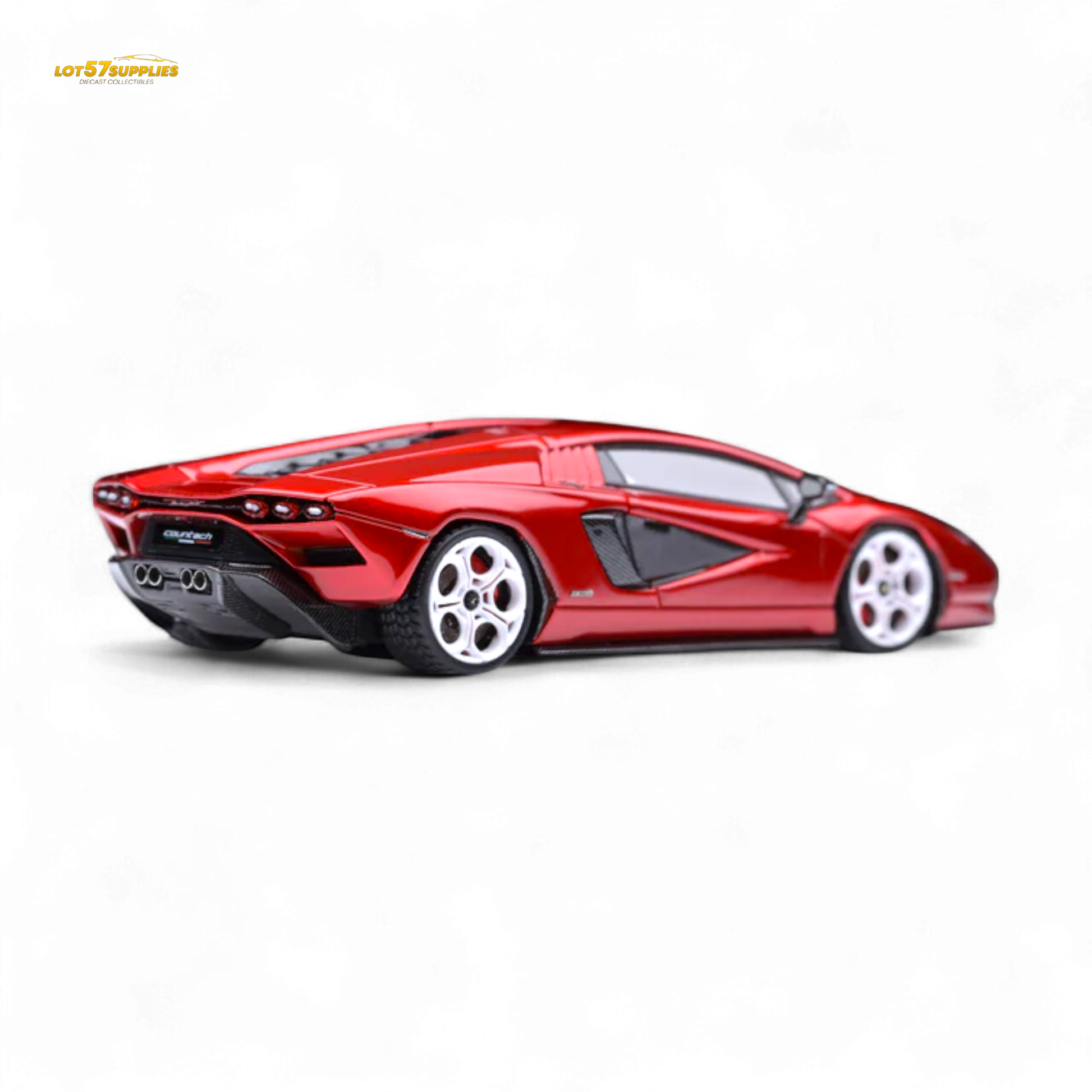 Lamborghini Fuelme Countach LPI 800-4 diecast model in Rosso Scintilla, 1:64 scale, with detailed exterior and aerodynamic design