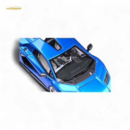 Dark blue Lamborghini Fuelme Model Countach LPI 800-4 diecast car in 1:64 scale, detailed miniature collectible.