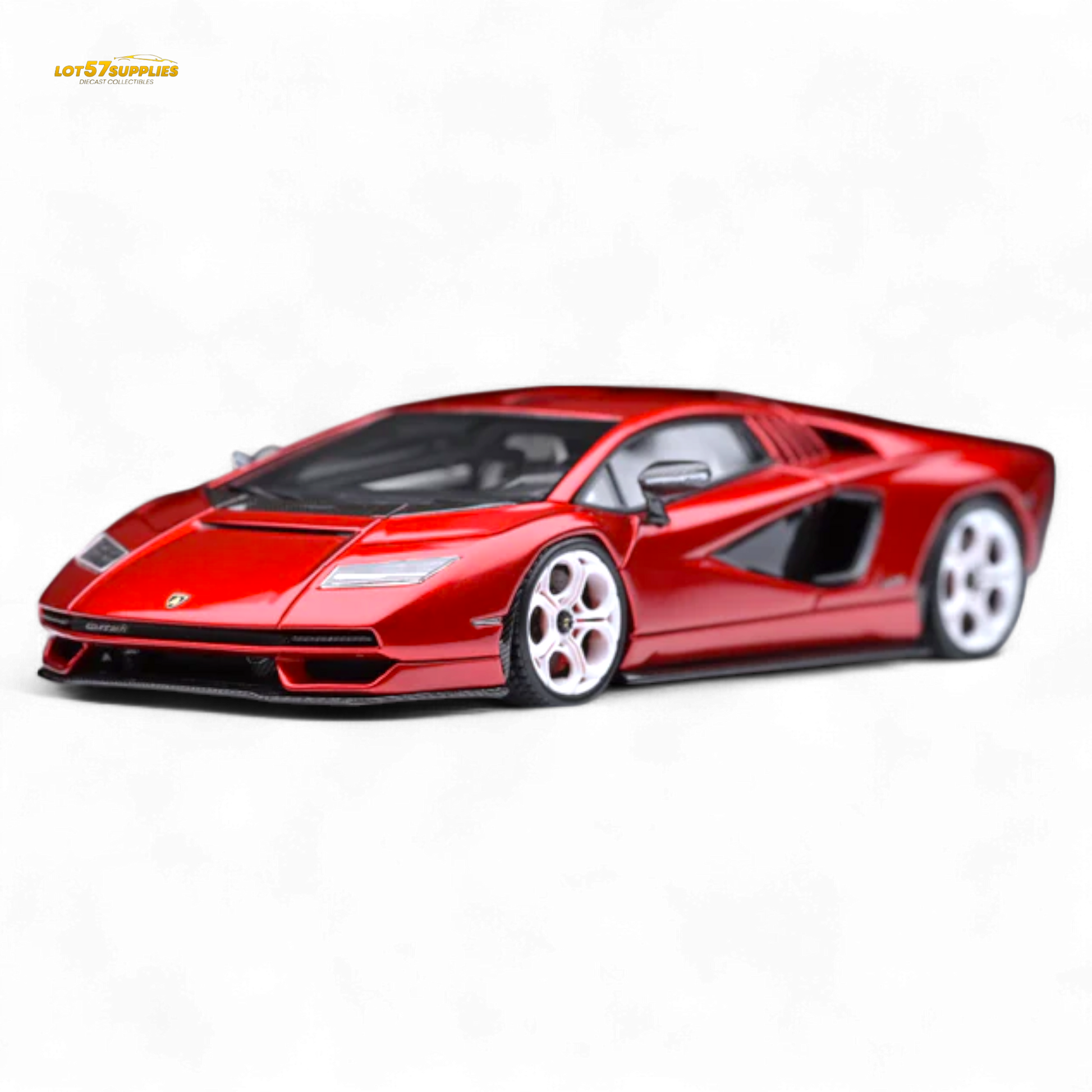 Lamborghini Fuelme Countach LPI 800-4 diecast model in Rosso Scintilla, 1:64 scale, detailed red sports car replica.