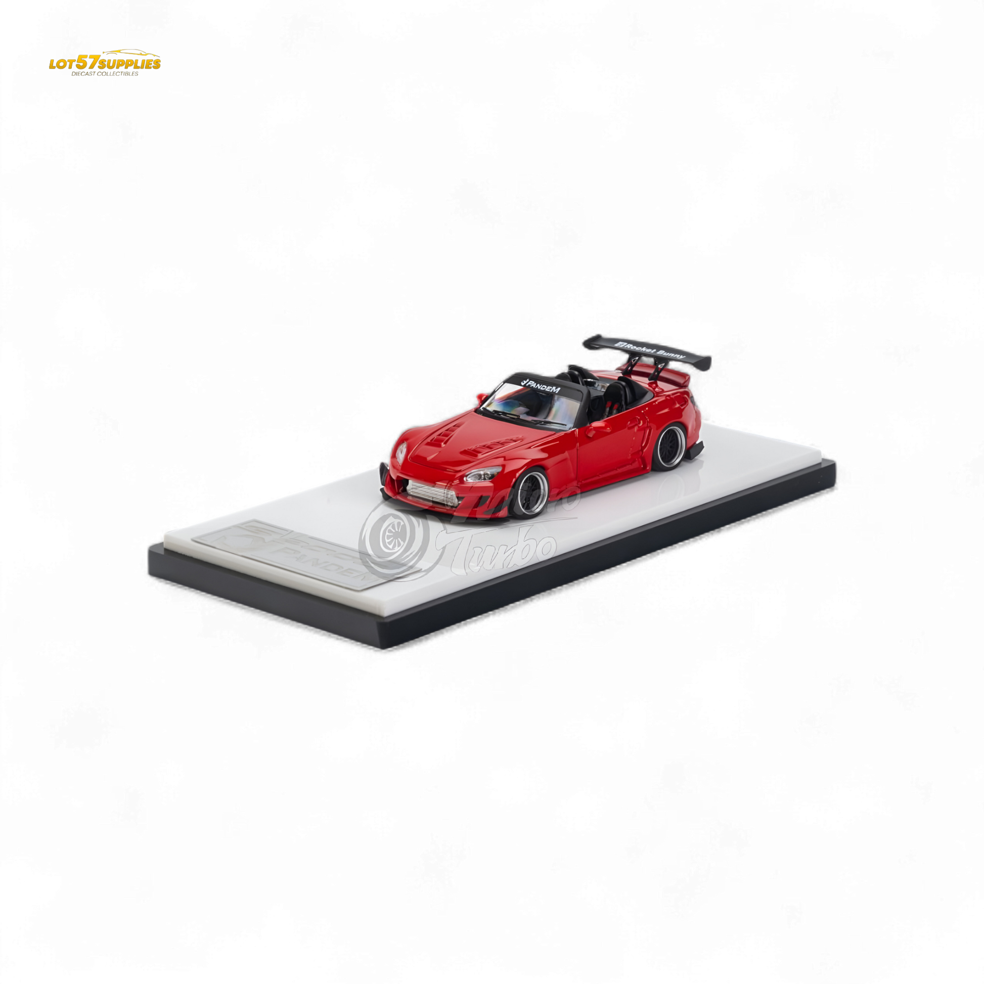 Red Honda S2000 Microturbo diecast model by Pandem Rocket Bunny, detailed 1:64 scale car from Lot57Supplies Diecast Shop.