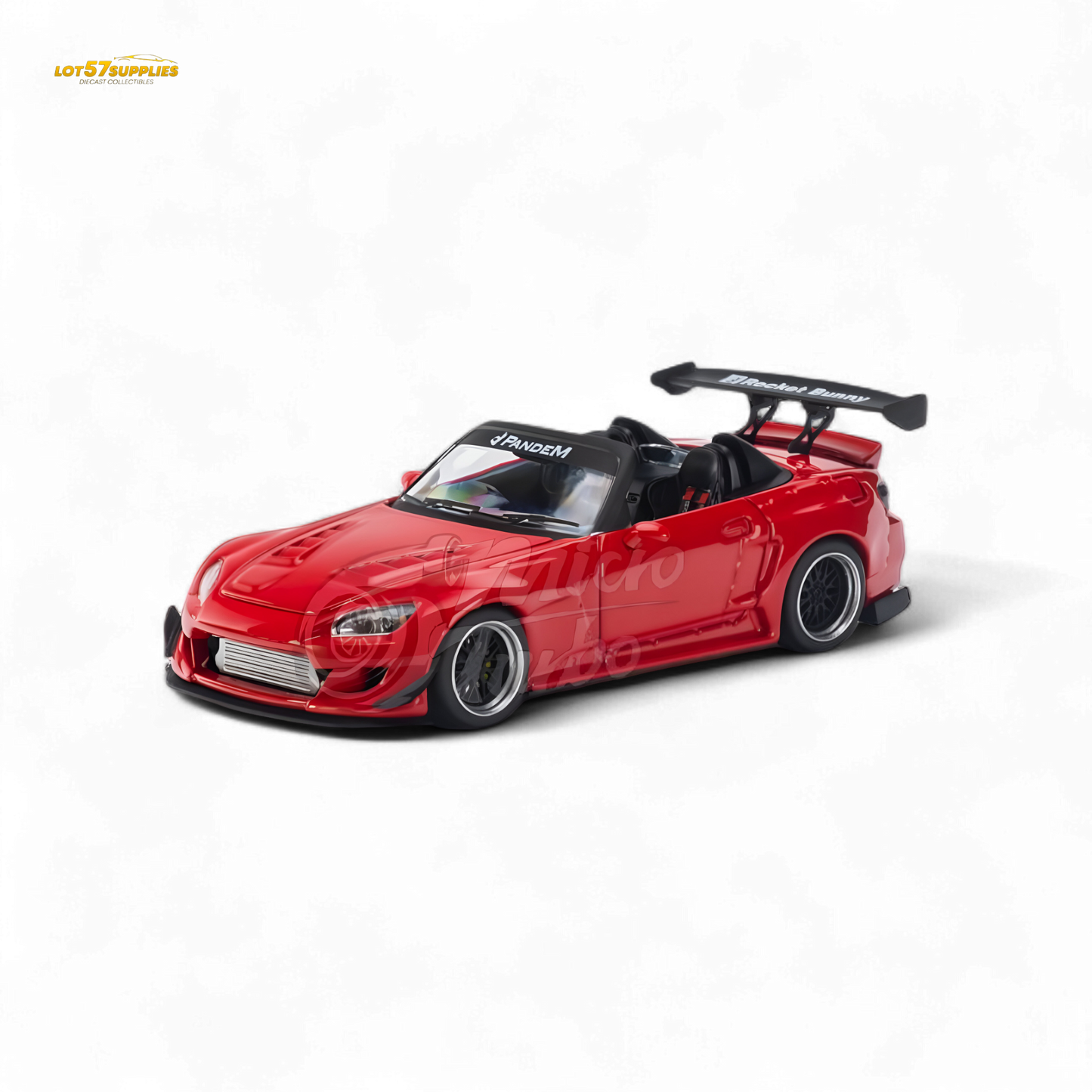 Red Honda S2000 diecast model by Pandem Rocket Bunny, 1:64 scale, detailed miniature car from Lot57Supplies Diecast Shop.