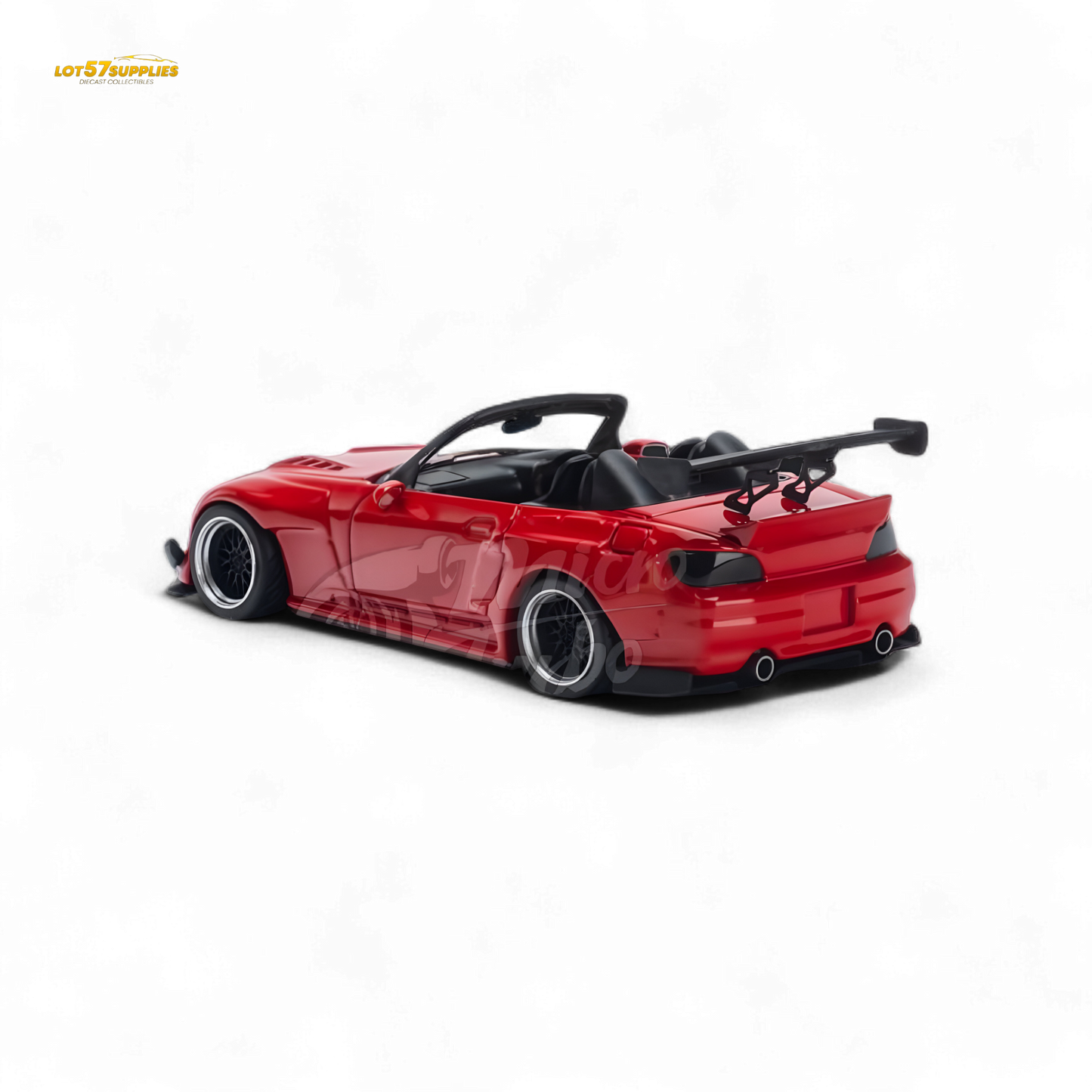 Red Honda S2000 Microturbo diecast model by Pandem Rocket Bunny, detailed 1:64 scale car from Lot57Supplies Diecast Shop.