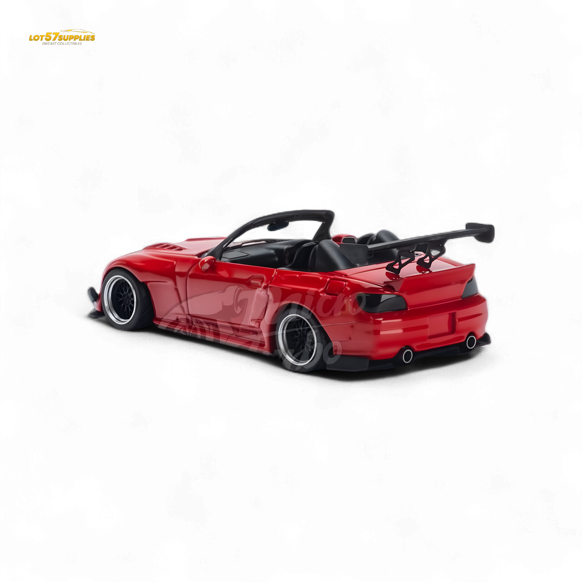Red Honda S2000 Microturbo diecast model by Pandem Rocket Bunny, detailed 1:64 scale car from Lot57Supplies Diecast Shop.