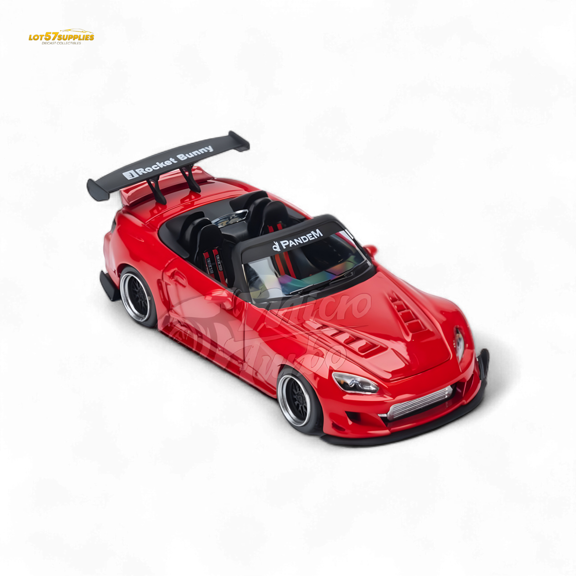 Red Honda S2000 Microturbo diecast model by Pandem Rocket Bunny, detailed 1:64 scale car, from Lot57Supplies Diecast Shop.