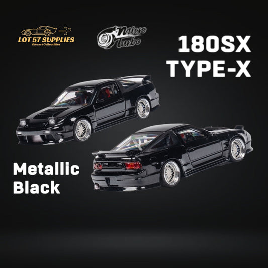 MicroTurbo 180SX Type X Metallic Black 1:64 - Evergreen Kings