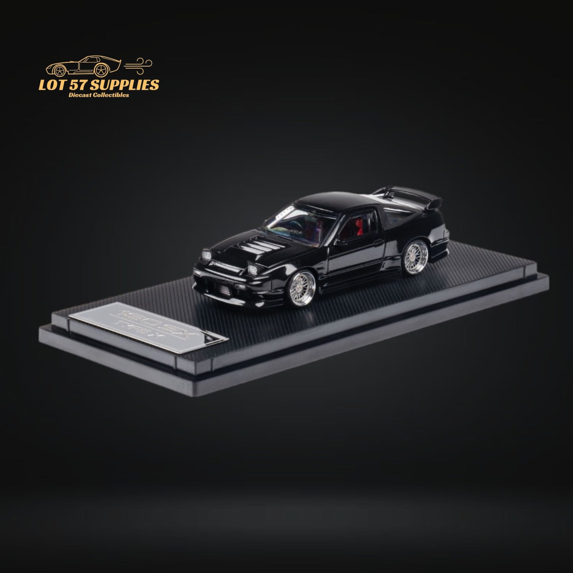 MicroTurbo 180SX Type X Metallic Black 1:64 - Evergreen Kings