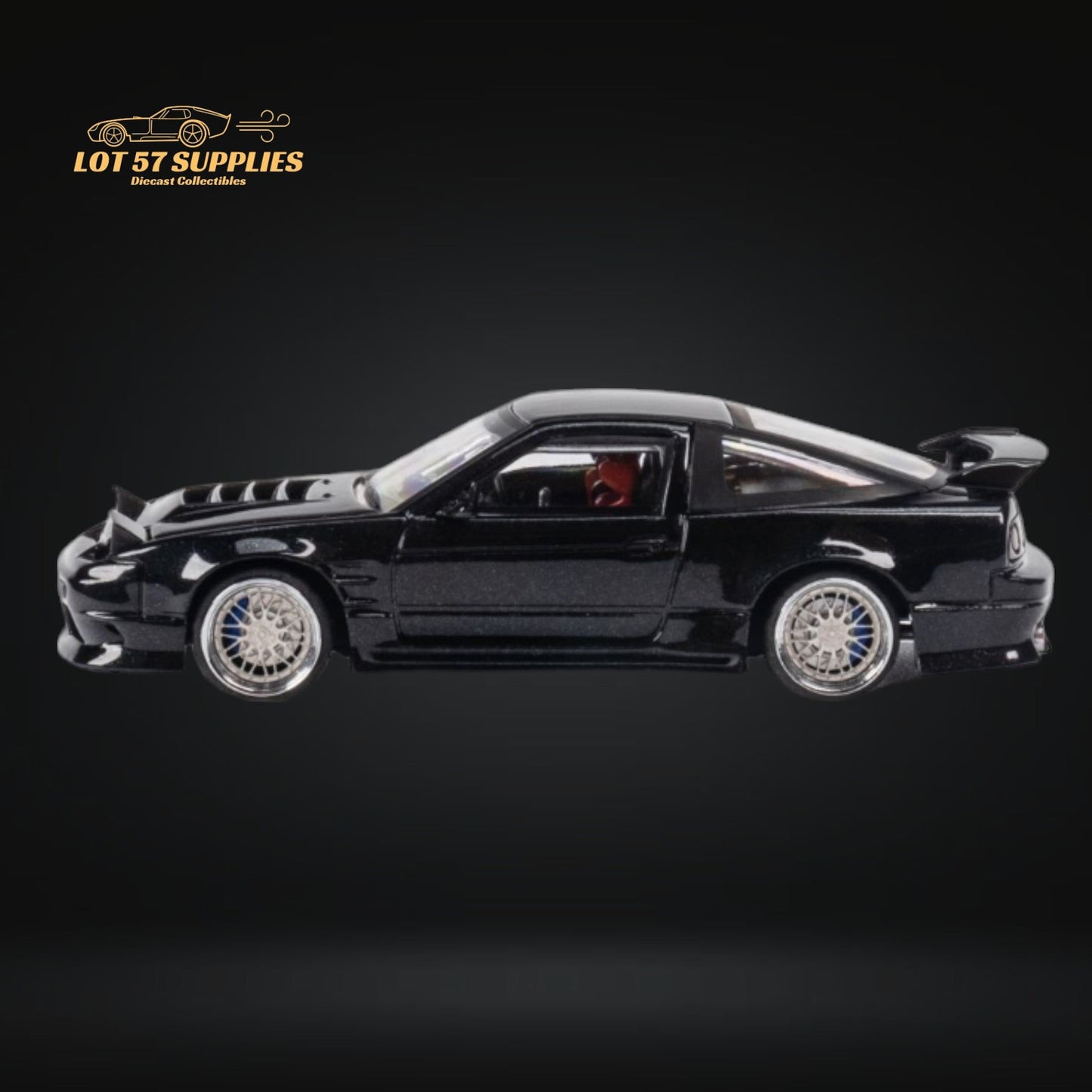 MicroTurbo 180SX Type X Metallic Black 1:64 - Evergreen Kings