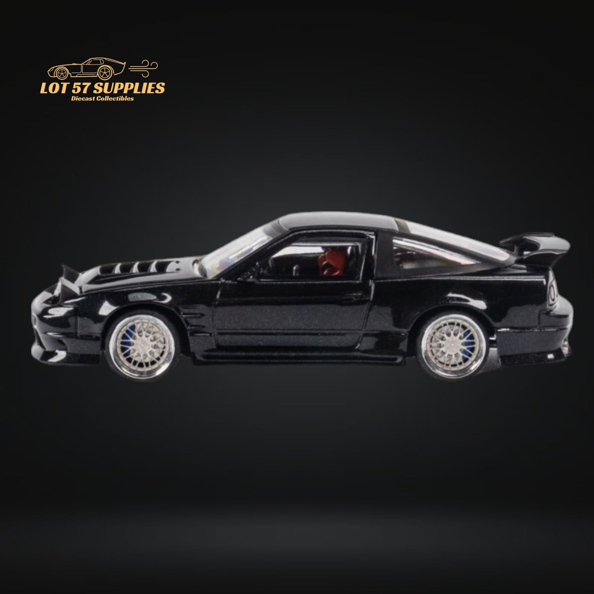 MicroTurbo 180SX Type X Metallic Black 1:64 - Evergreen Kings
