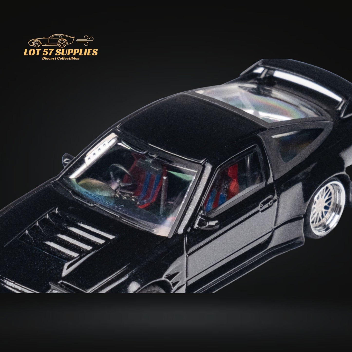 MicroTurbo 180SX Type X Metallic Black 1:64 - Evergreen Kings