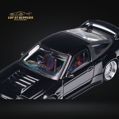 MicroTurbo 180SX Type X Metallic Black 1:64 - Evergreen Kings