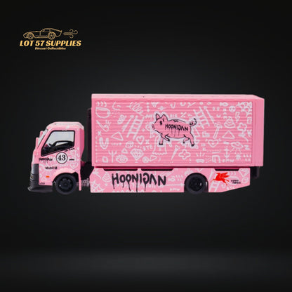 MicroTurbo Hino 300 Custom Box Truck Pink #43 Livery 1:64 - Evergreen Kings