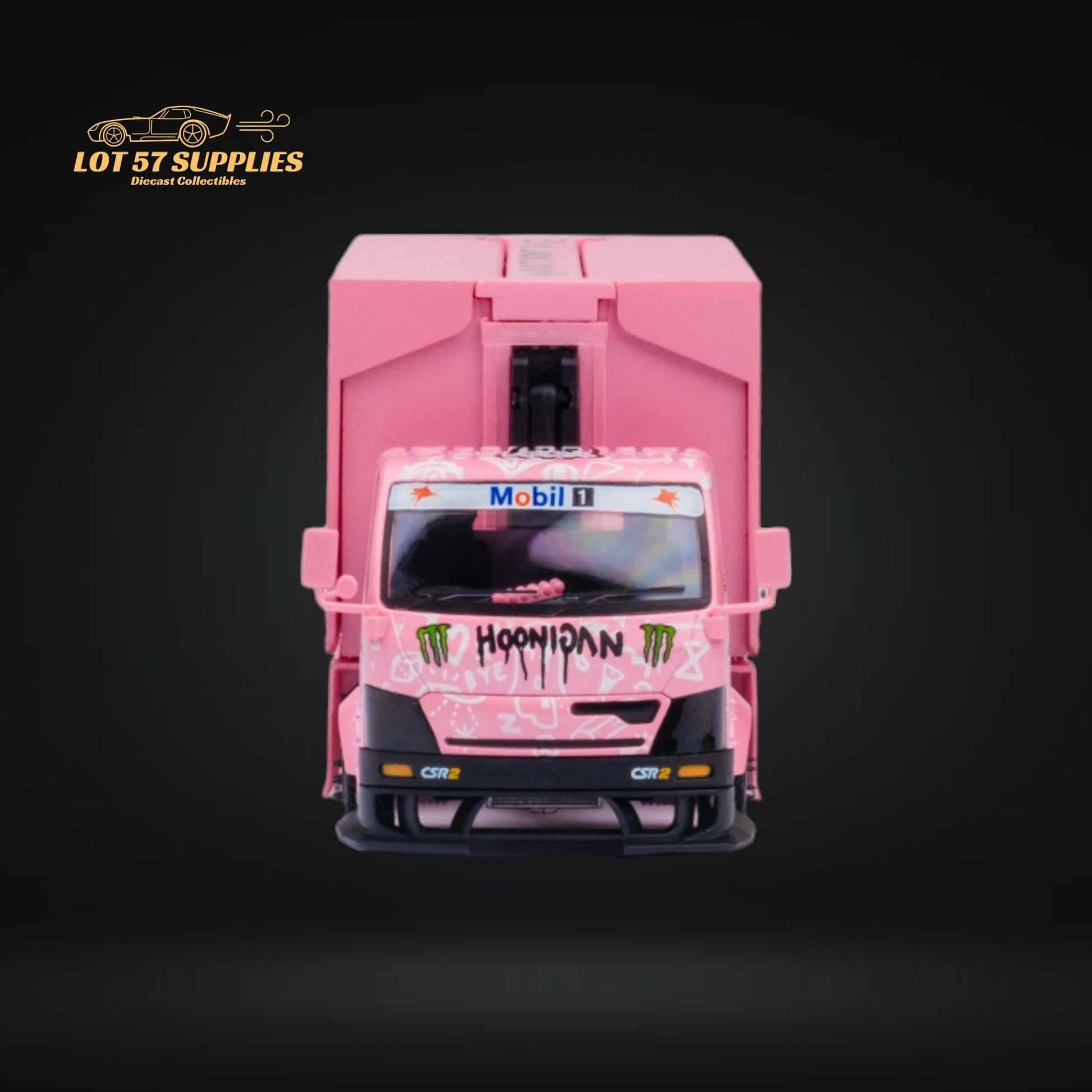 MicroTurbo Hino 300 Custom Box Truck Pink #43 Livery 1:64 - Evergreen Kings