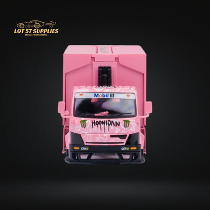 MicroTurbo Hino 300 Custom Box Truck Pink #43 Livery 1:64 - Evergreen Kings