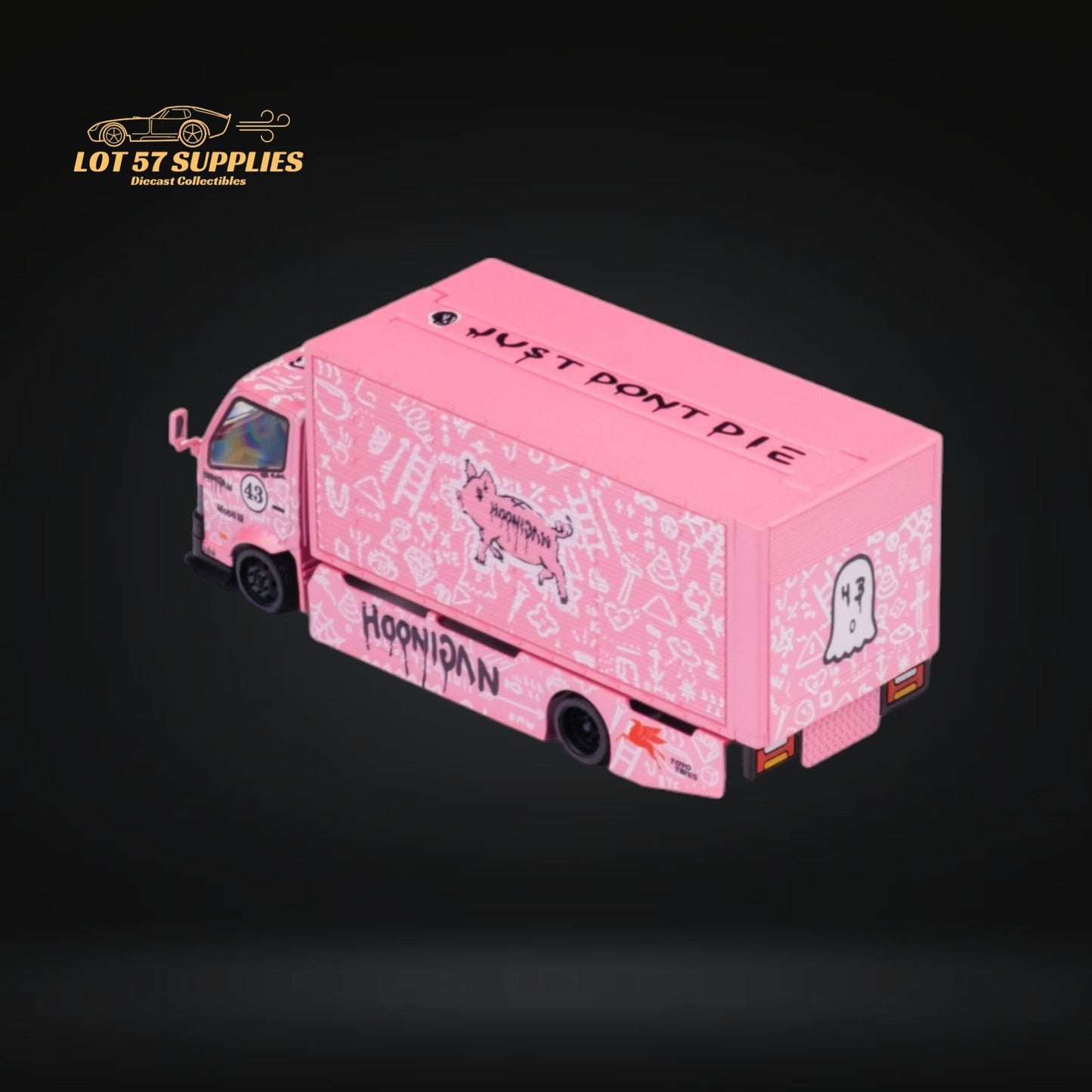 MicroTurbo Hino 300 Custom Box Truck Pink #43 Livery 1:64 - Evergreen Kings