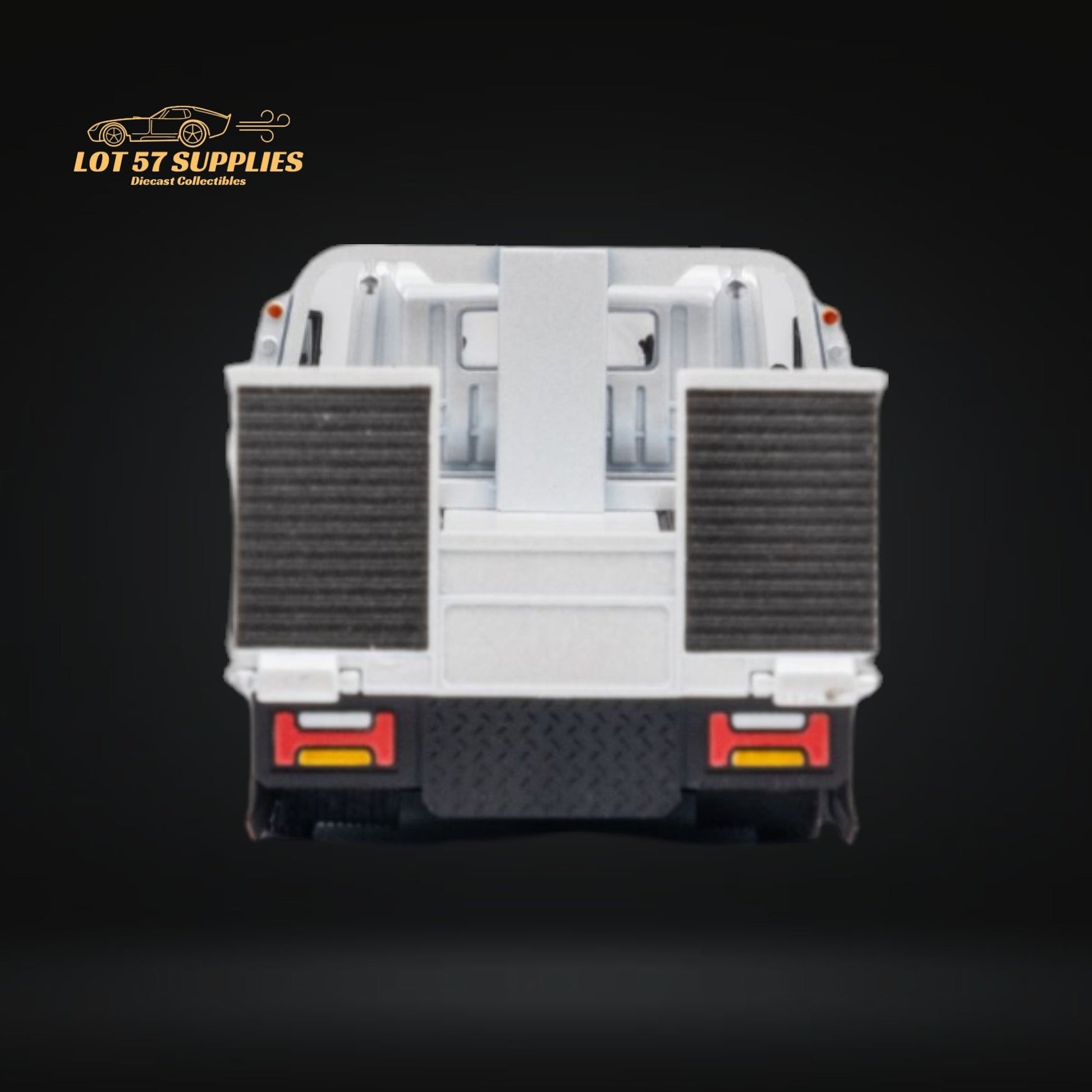 White Hino 300 MicroTurbo flatbed truck diecast model in 1:64 scale, detailed miniature vehicle by Lot57Supplies Diecast Shop.