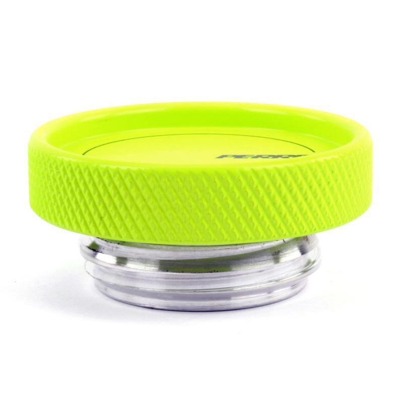 JDMuscle Perrin oil fill cap for Subaru WRX, STI, BRZ, FRS, 86 models, shown on engine with polished finish and branding details.