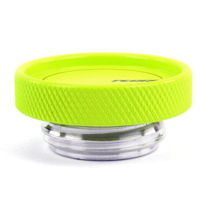JDMuscle Perrin oil fill cap for Subaru WRX, STI, BRZ, FRS, 86 models, shown on engine with polished finish and branding details.