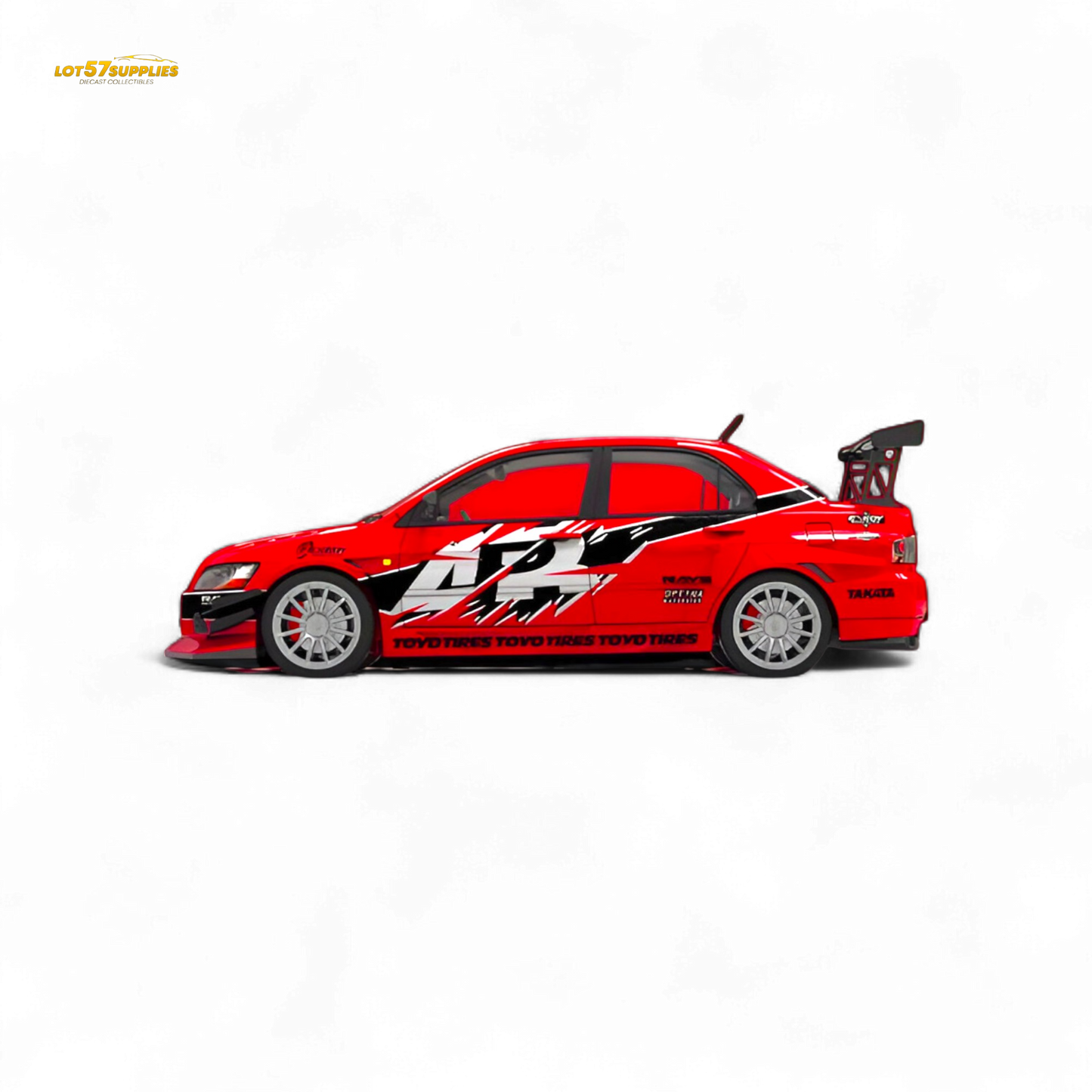 Detailed image of a Mitsubishi Lancer EVO 9th Gen diecast model in 1:64 scale by Lot57Supplies Diecast Shop.