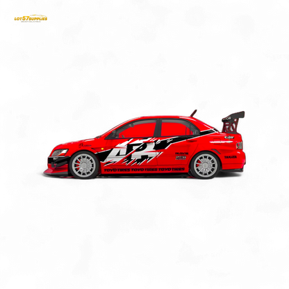 Detailed image of a Mitsubishi Lancer EVO 9th Gen diecast model in 1:64 scale by Lot57Supplies Diecast Shop.