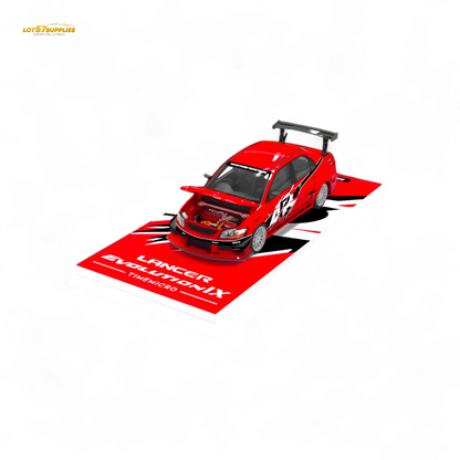 Miniature Mitsubishi Lancer EVO 9 car diecast model in 1:64 scale by Lot57Supplies Diecast Shop, detailed and realistic.