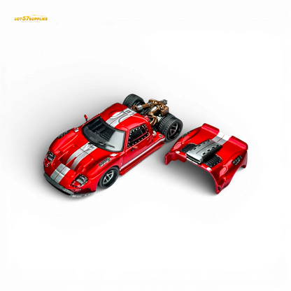 Transparent red 1:64 scale Ford GT40 diecast model by Rhino Model RM, detailed and collectible.