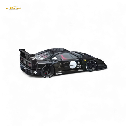 Black Ferrari F40 model car in 1:64 scale by Star Model, featuring detailed diecast construction and authentic design.
