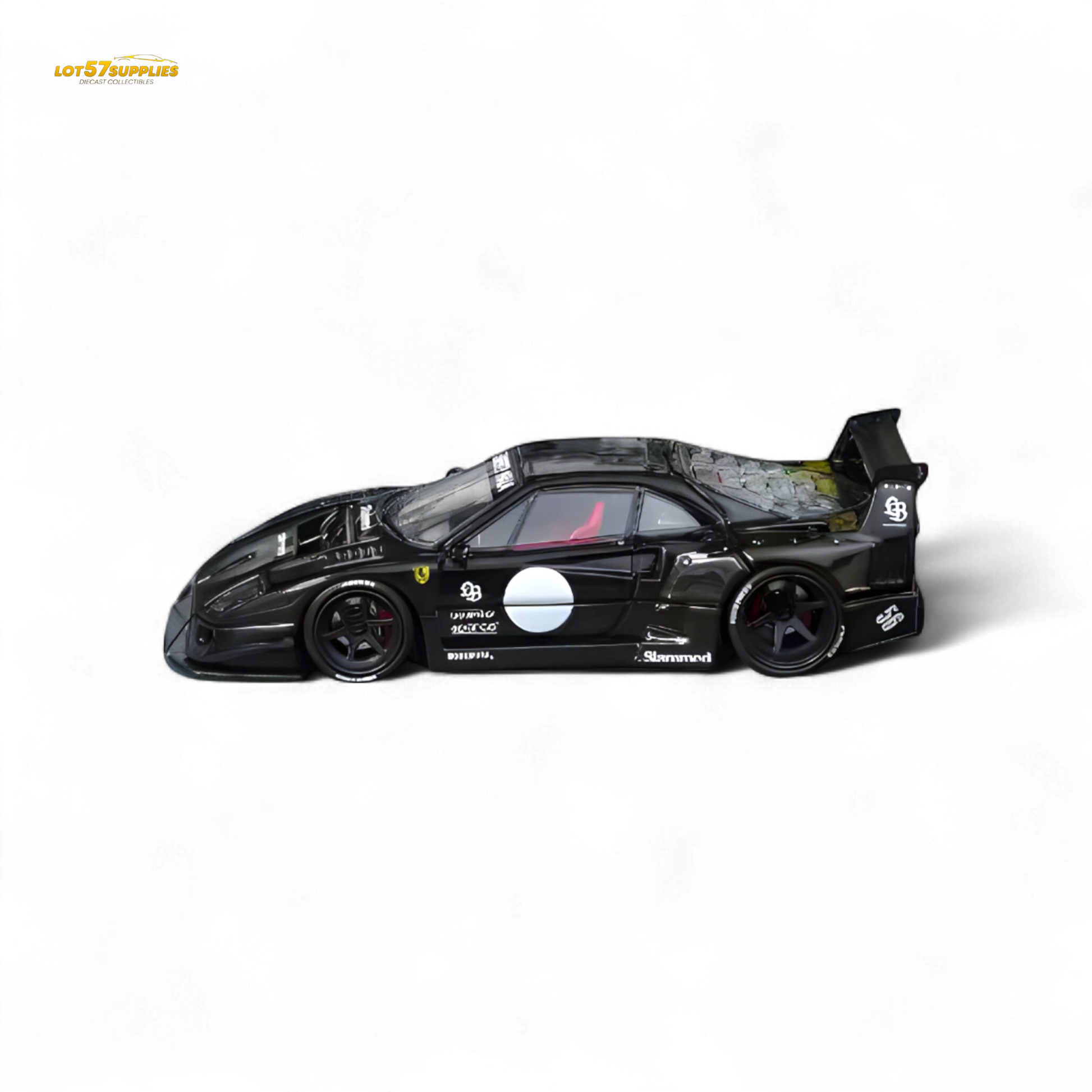 Black Ferrari F40 diecast model in 1:64 scale by Star Model, showcasing detailed exterior and sleek design.