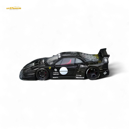 Black Ferrari F40 diecast model in 1:64 scale by Star Model, showcasing detailed exterior and sleek design.
