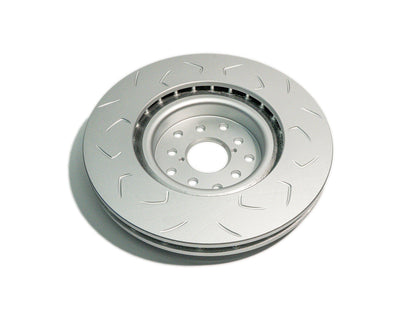 FactionFab V2 Slotted Front Brake Rotor - 2004-2017 Subaru STI (Dual Drilled)