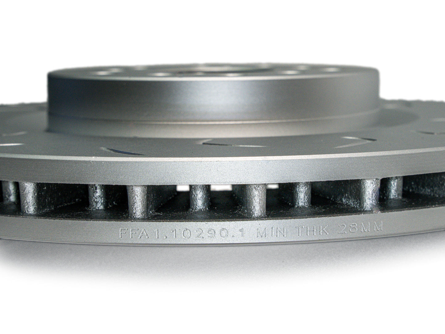 FactionFab V2 Slotted Front Brake Rotor - 2004-2017 Subaru STI (Dual Drilled)