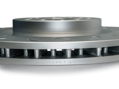 FactionFab V2 Slotted Front Brake Rotor - 2004-2017 Subaru STI (Dual Drilled)