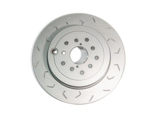 FactionFab V2 Slotted Rear Brake Rotor - 2008-2017 Subaru STI (Dual Drilled)