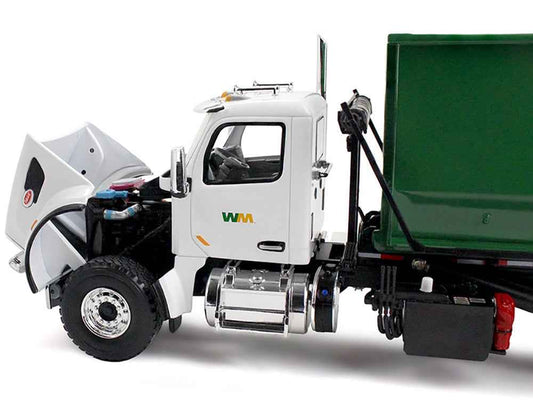 Peterbilt 567 Refuse Garbage Truck with 40 Yard Roll-Off Container "Waste Management" White and Green 1/34 Diecast Model by First Gear