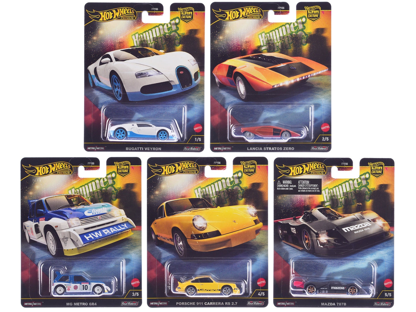"Hammer Drop" 5 piece Set "Car Culture" 2024 Series F Diecast Model Cars by Hot Wheels