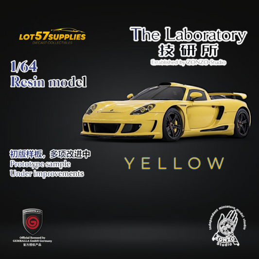 (Pre-Order) The Laboratory X Gemballa Mirage GT Yellow 1:64 - Evergreen Kings