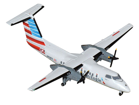 Bombardier Dash 8-100 Commercial Aircraft "American Airlines - American Eagle" (N808EX) Gray with Striped Tail 1/400 Diecast Model Airplane by GeminiJets