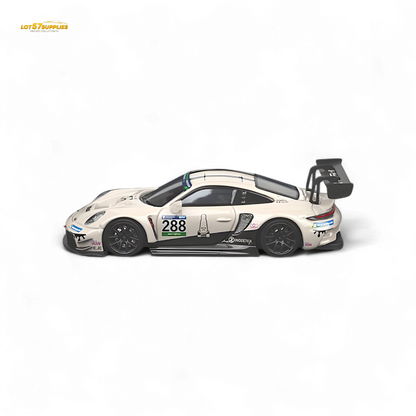 Diecast Porsche 911 GT3 Race Car in Milky White, 1:64 scale from Lot57Supplies Diecast Shop